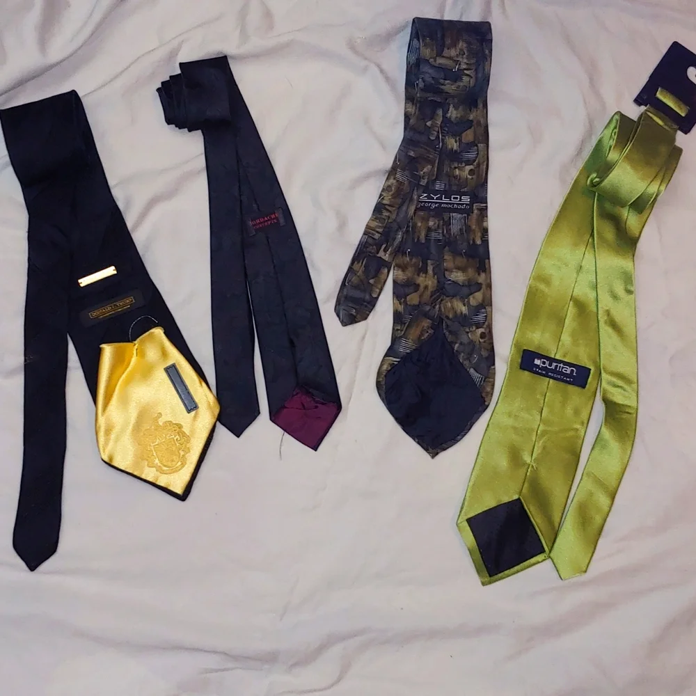 MIXED LOT OF 4 TIES * DONALD TRUMP * JORDACHE * ZYLOS * PURITAN - Picture 2 of 8